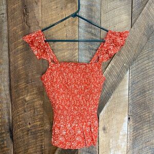 NWT Madewell Lucie Smocked Peplum Top in Piazza Floral Size 10